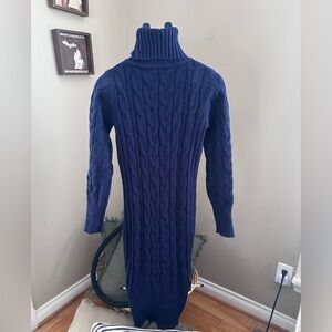 Navy Cable Knit Turtleneck Sweater